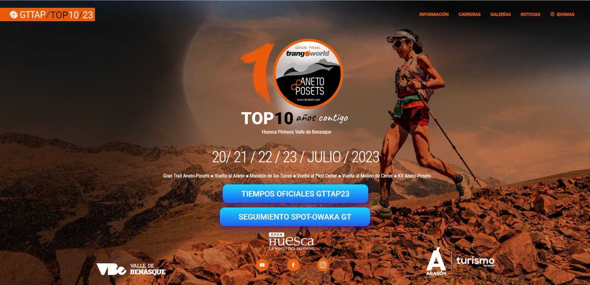 Ya está en marcha la décima edición del GRAN TRAIL Aneto-Posets #GTTAP, con sus 6 pruebas deportivas, la gran fiesta de las carreras por montaña, un Pirineo extremo, un recorrido infinito.
#gttap #gttap23 #benasque #carreraspormontaña
trail-aneto.com