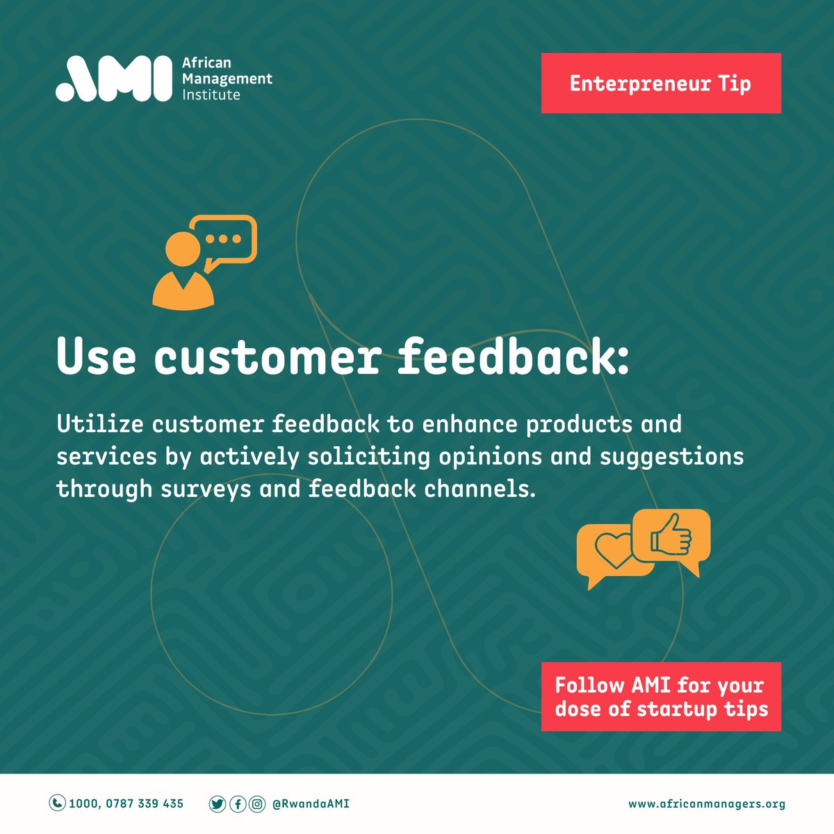 RwandaAMI's tweet photo. Unlock business success! Embrace Customer-Centricity: Craft seamless experiences, nurture relationships, and prioritize customer needs. Drive your success!
#AMIRwanda #LearnWithAMI #Rwanda https://t.co/zubETw7J54