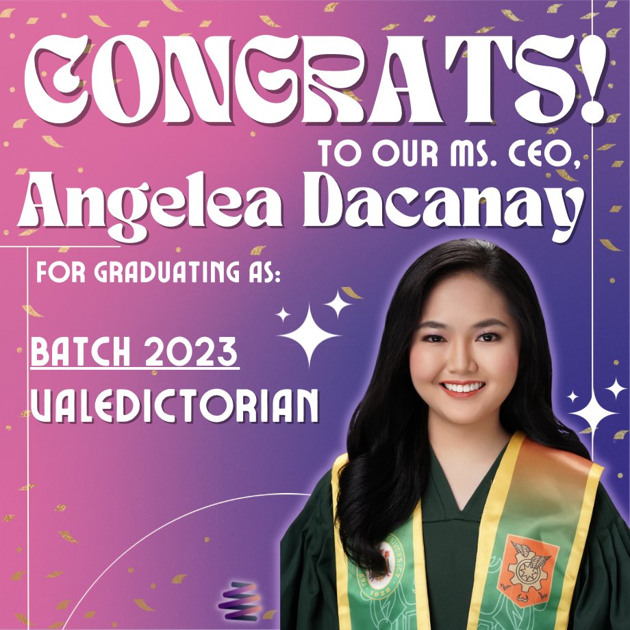 TheEClub_FEU's tweet photo. The fruit of Fortitude, Excellence, and Uprightness!🔰🏆

It is with honor and glory that we have our President &amp; Chief Executive Officer - Ms. Angelea Dacanay, as we congratulate her for being the Batch 2023 Valedictorian. Despite the different adversities, trials, and https://t.co/GWKTr04yH4