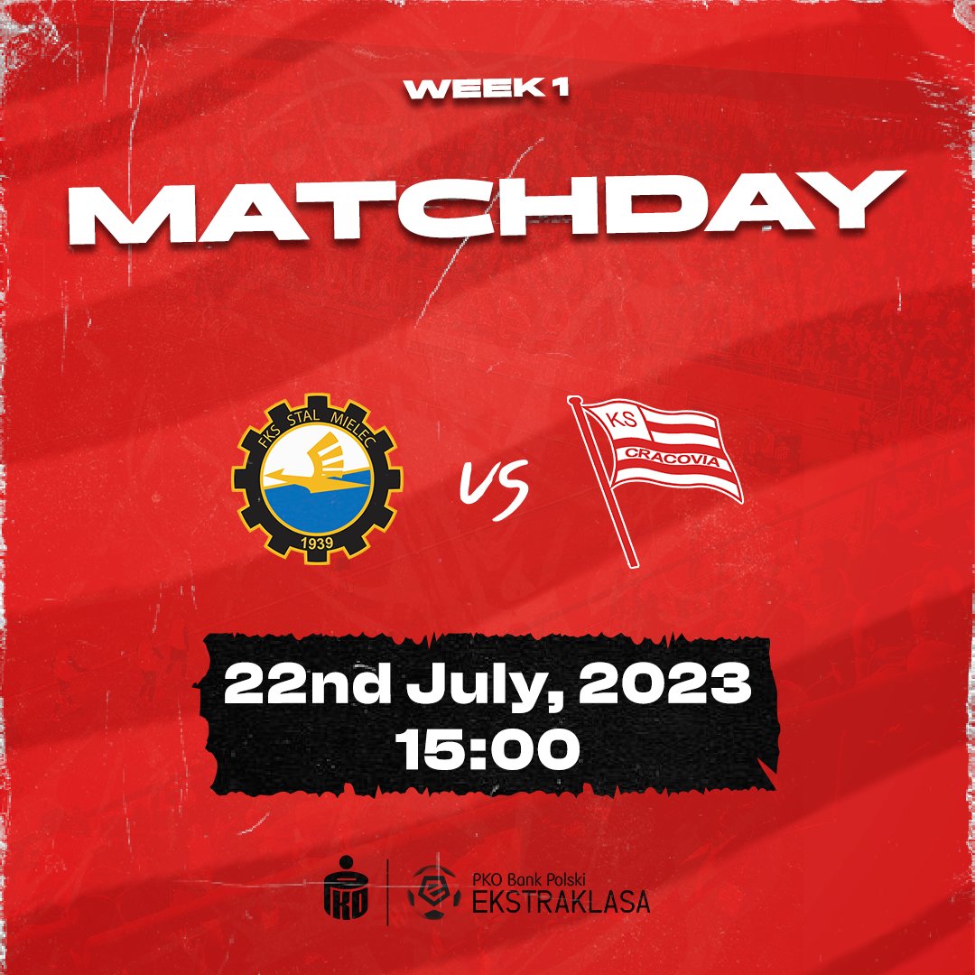 Cracovia English (@cracovia_en) on Twitter photo 🏆 PKO BP Ekstraklasa 23 - 24 Season, Week 1
🆚 <a href="/FksStalMielec/">FKS Stal Mielec</a>
🕠 15:00
🏟️ Municipal Stadium, Mielec
📲 #STMCRA
💻 ekstraklasa.tv (🇪🇺) 🏆 PKO BP Ekstraklasa 23 - 24 Season, Week 1
🆚 <a href="/FksStalMielec/">FKS Stal Mielec</a>
🕠 15:00
🏟️ Municipal Stadium, Mielec
📲 #STMCRA
💻 ekstraklasa.tv (🇪🇺)