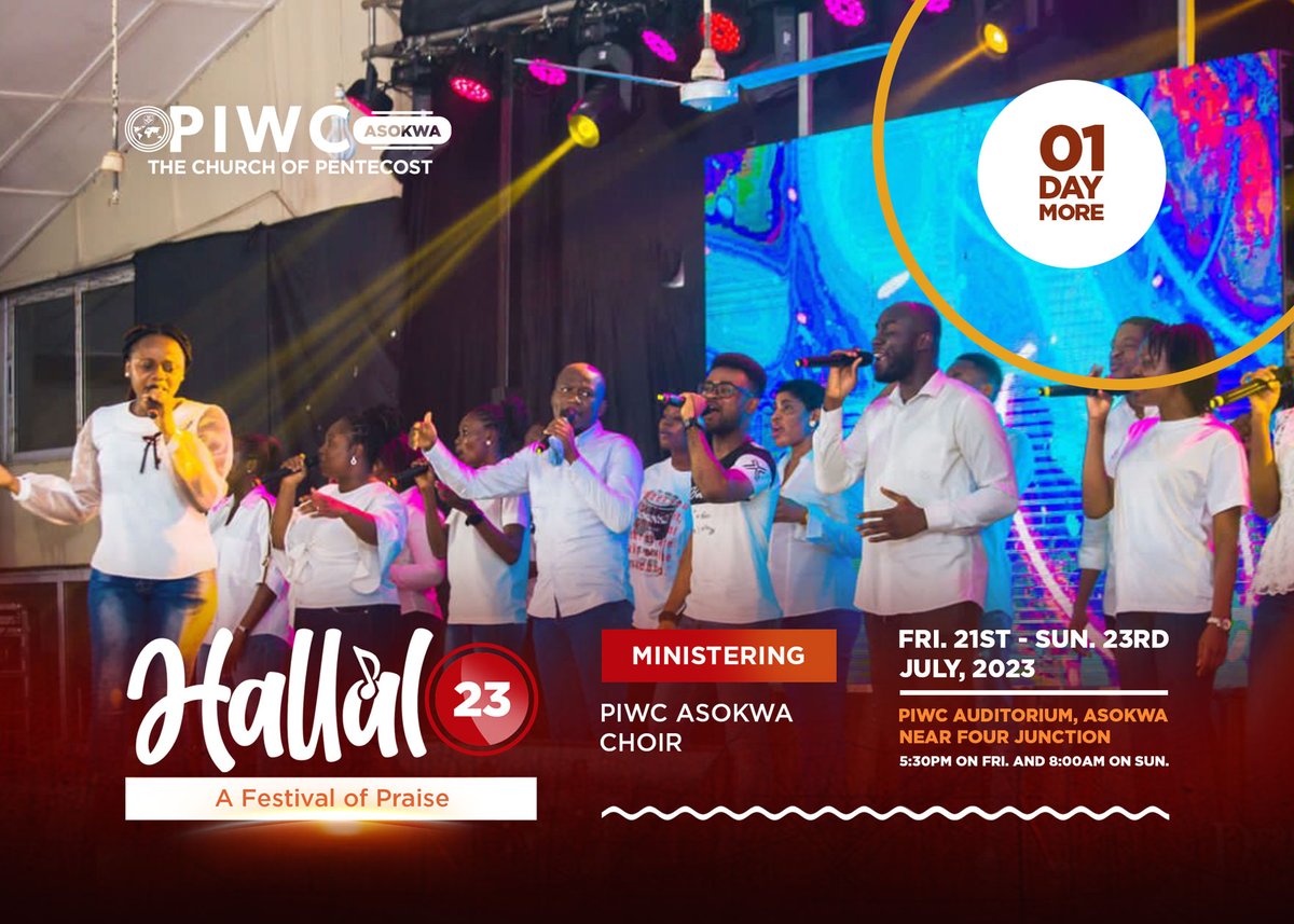 piwcasokwaksi's tweet photo. _Ladies and Gentlemen_
PIWC CHOIR! π€π€πππ€
1DAY TO GO.....
#Hallal23πΊ
#FestivalOfPraise
#LiftUpASong
#Psalm64vs4_6
#21n23July2023
#FridayAndSunday
#piwcasokwa
#whereJesuslives
#WeHaveComeToSayThankYou https://t.co/NC6KaX1Qx0