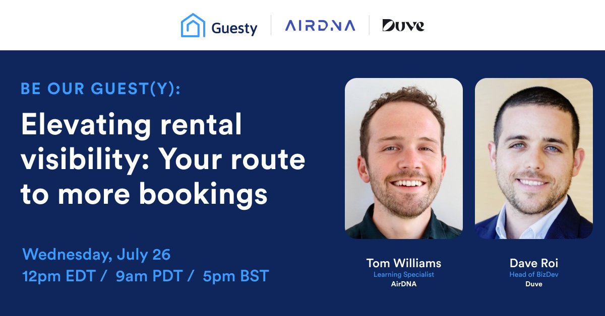 Elevate your short-term rental visibility 🚀

Join us online on July 26th with experts from Guesty, AirDNA, and Duve to discover how to build a robust online presence for your business.

👉Save your spot today: hubs.li/Q01YjRVf0

#shorttermrentals #airbnbhosts