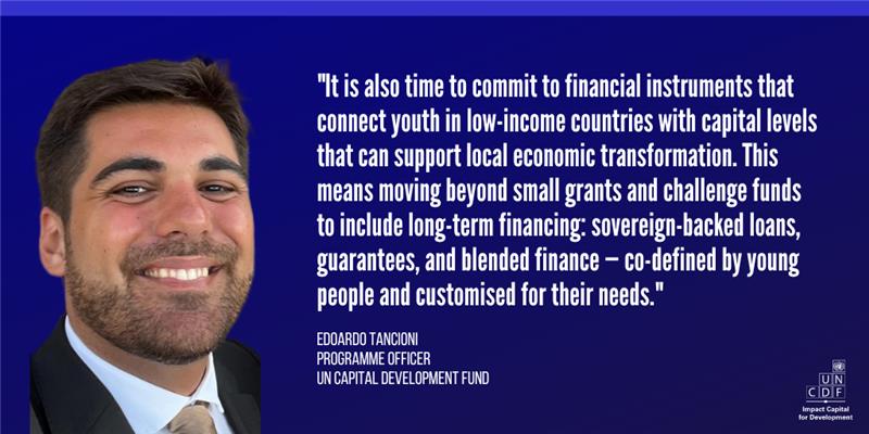 UNCDF's tweet image. 🌍✨ Time to #YouthUp! 💪 @UNCDF’s @EdTancioni’s latest article highlights the urgent need for sustainable investment in youth affairs &amp;amp; future gens. #Youth2030 #Finance4Youth

🟩 Learn about how to break down barriers &amp;amp; empower entrepreneurs for @SustDev: uncdf.link/Youth2030