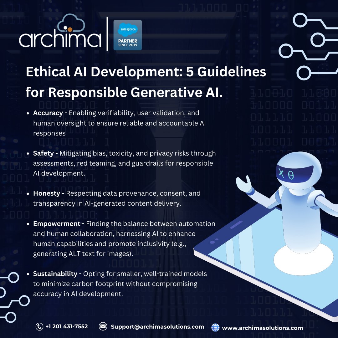 ArchimaSolution's tweet photo. Unveiling Salesforce's visionary steps in ethical innovation! With these groundbreaking guidelines for Trusted Generative AI, we're setting the stage for responsible development, proactive issue detection, and collaborative progress.
#SalesfocePartner #GenerativeAI #Salesforce https://t.co/CnGiyswNBz