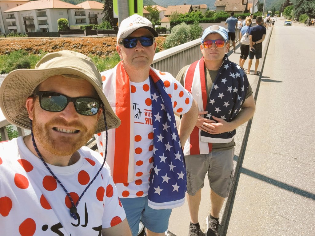 FWilsonB's tweet photo. @ChristianVDV showing some love to us American Tour de France fans here in Albertville! @NBCSCycling @LeTour https://t.co/YQx3azCbdb