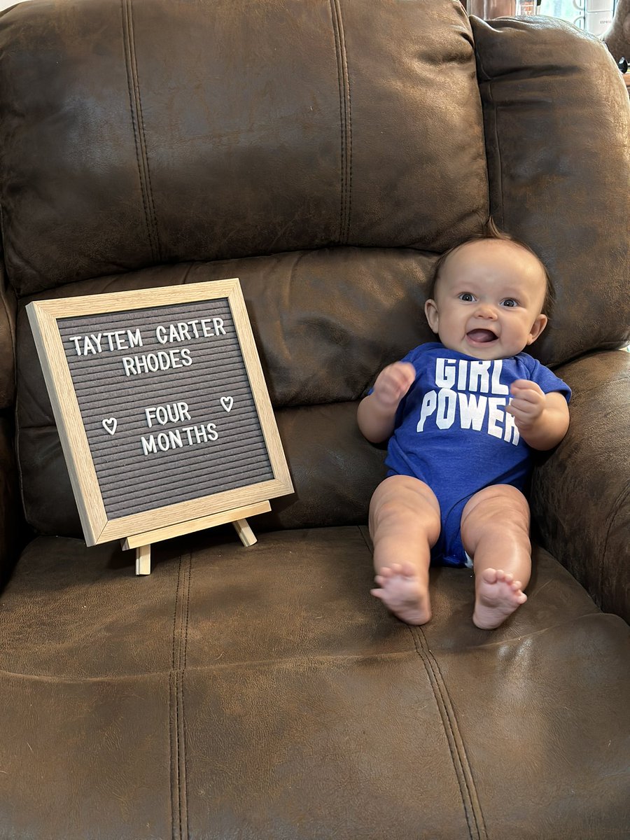 Thank you @WomenLeadersCS for Taytem's 4 month photo GIRL POWER shirt! Time continues to fly by, but the joy she brings daily is unparalleled.