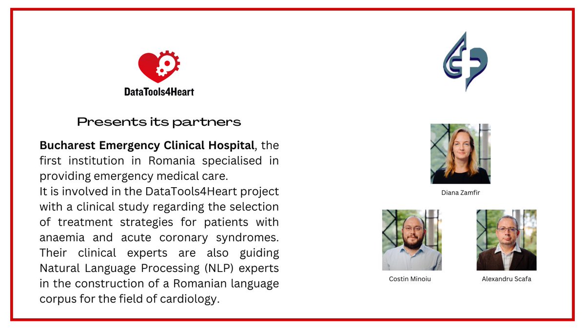 DataTools4Heart's tweet photo. Consortium partner Bucharest Emergency Clinical Hospital 
🔬 🏥 👩‍⚕️  
@EU_Commission 
@UniBarcelona
#DataTools4heart #consortium #partners #heartdata #AI #healthcare #horizoneurope https://t.co/DfalrkKgAA