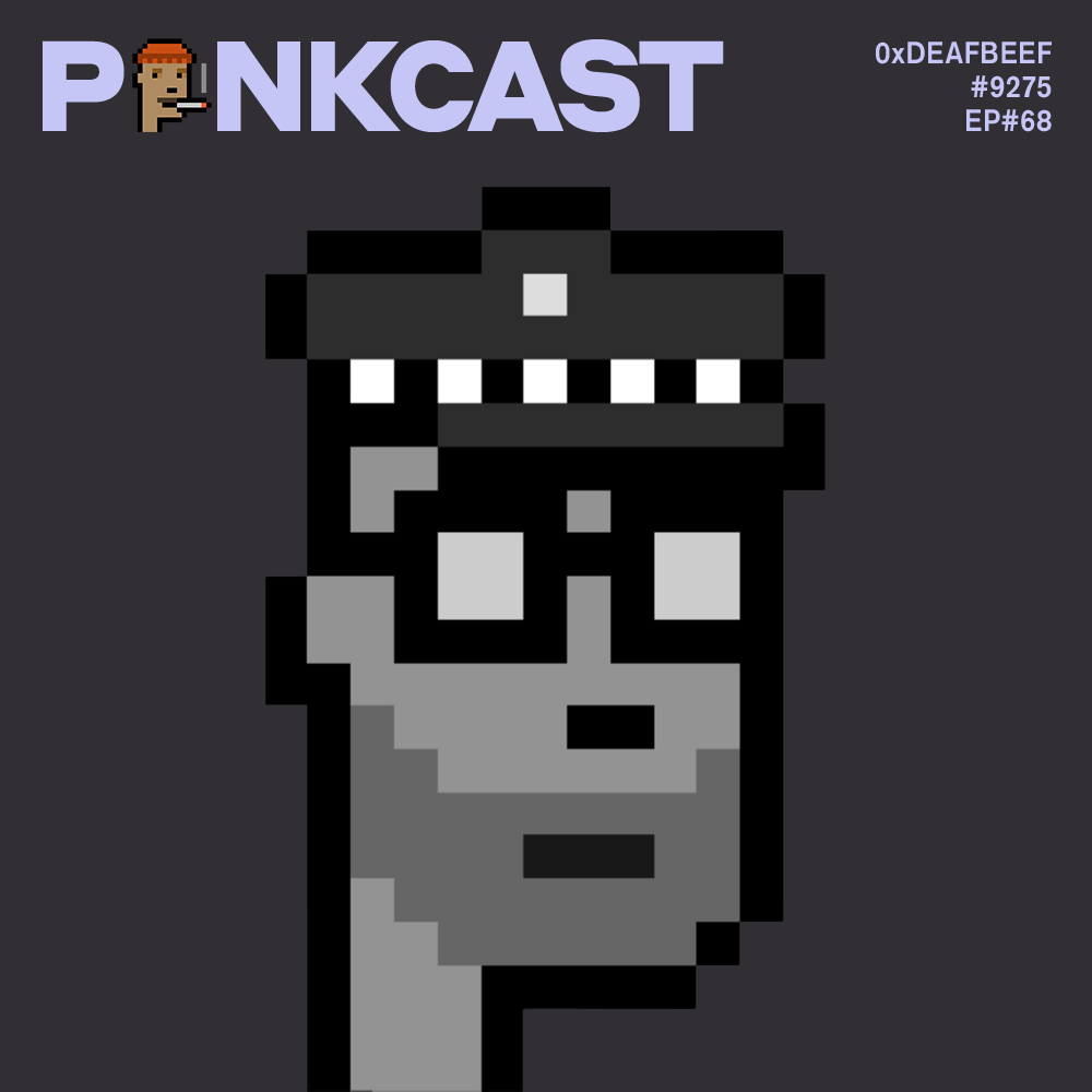 punkcastxyz's tweet photo. 1/4 gm to PoPo Punks! 👮👮♂️🤘
Episode 68: #Punk9275 @_deafbeef, Musician, Blacksmith & Generative Audio Visual Artist
OUT NOW! Go! Go! Go!
👇
#PunkCast #Cryptopunks #3Atty #ShadowBeard #NerdGlasses #PoliceCap https://t.co/5sPMni2Wj5