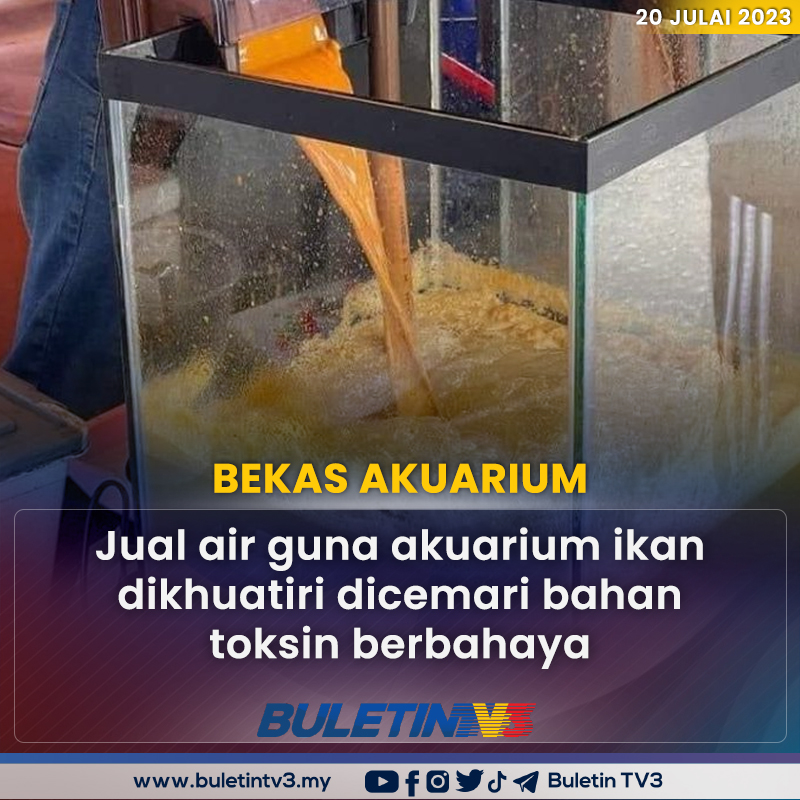 BuletinTV3's tweet photo. AIR MINUMAN | Kementerian Kesihatan melahirkan kebimbangan, terhadap tindakan sebilangan penjaja air balang, yang menggunakan akuarium ikan untuk menjual minuman. https://t.co/DA7Mde2aEh
