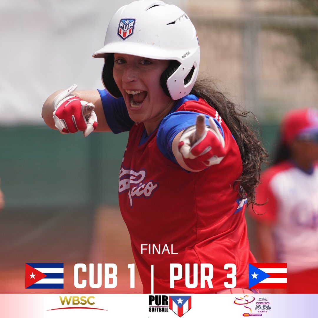 pursoftball's tweet photo. #SoftballWorldCupW | FINAL • 🇨🇺CUB 1 • 🇵🇷PUR 3. Próximo juego mañana 🆚 Netherland a las 10:00 a.m. ¡Viene boricua!
🎥 Transmisión en vivo (Paga por ver): https://t.co/s72kgbzI1p
#SoftballWorldCupW
#PURSoftball
#ElSoftbolestademoda https://t.co/LrdGVVfLUZ
