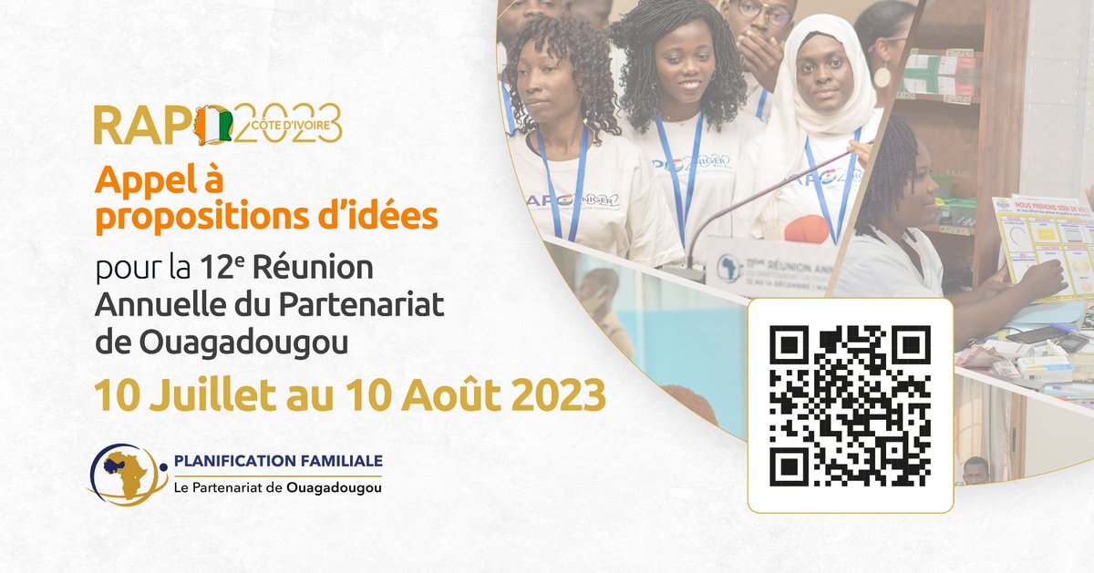 [🚨Opportunité] Ne manquez pas l'opportunité de remporter une place pour la #RAPO2023, qui se tiendra du 12 au 14 décembre 2023 à Abidjan, en répondant à cet appel à propositions d'idées. Rappelons que le thème de la réunion annuelle de cette année est : '𝗚𝗲𝗻𝗿𝗲 𝗲𝘁