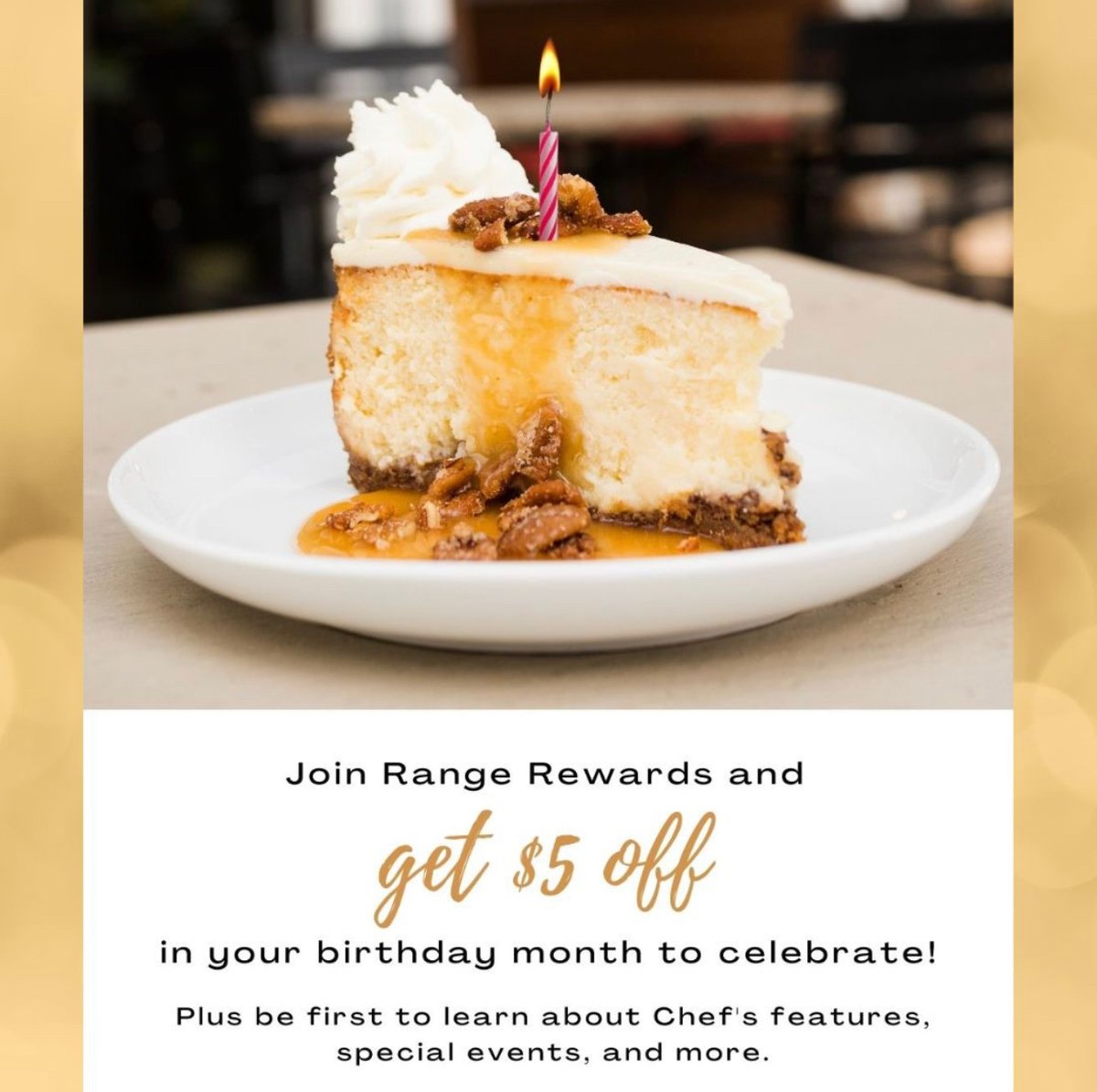 CityRangeSpart's tweet photo. Have you joined Range Rewards yet? You don't want to miss out on the perks, like special birthday rewards! Plus you'll get the inside scoop on upcoming wine dinners and new chef features! Sign up on our website!  #cityrange #rangerewards https://t.co/dIgi4ekXTw