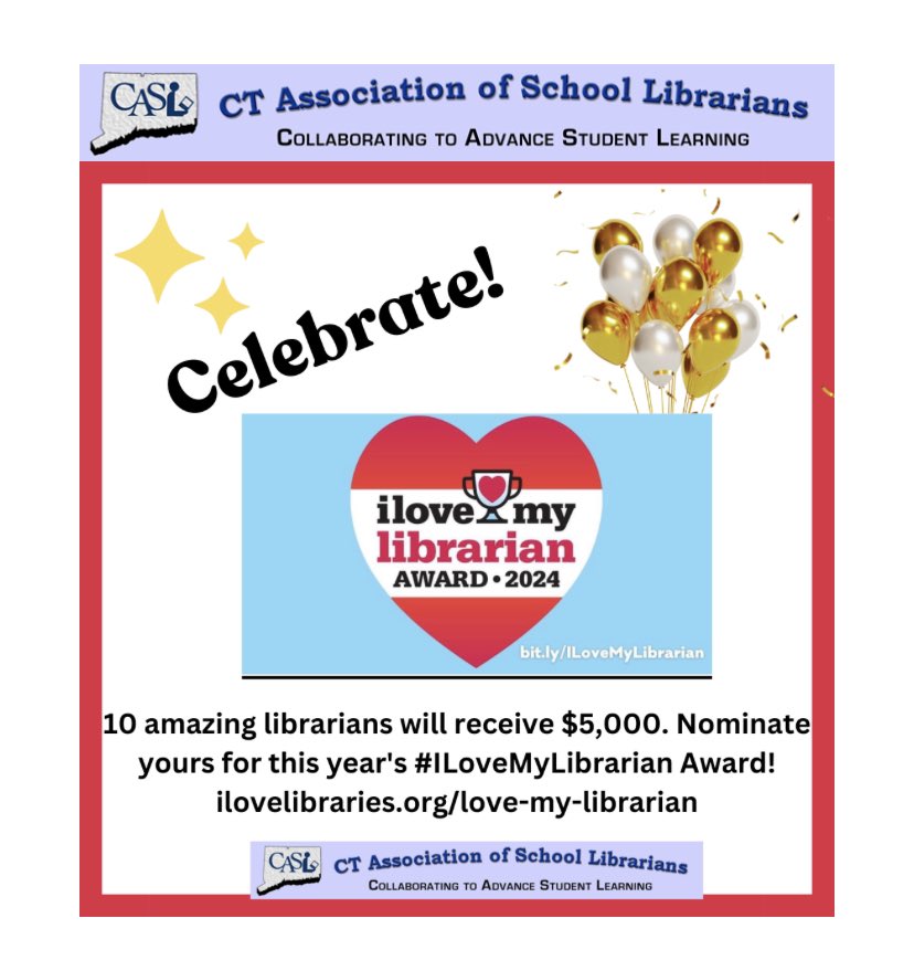 Celebrate your favorite librarian! @MsThomBookitis @technojohnson @valdilorenzo @ljbh35 @JohnReadLibrary @jluss @MrsHelenski @lovealibrary @smcneice