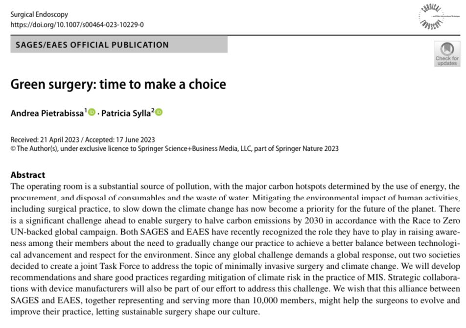 Patricia Sylla (@patsyllamd) on Twitter photo Sustainable Surgical Practice: a Global Imperative. pubmed.ncbi.nlm.nih.gov/37430124/ <a href="/EAES_eu/">EAES</a> <a href="/SAGES_Updates/">SAGES is in Tampa in 2026!</a> @Ethicon <a href="/Medtronic/">Medtronic</a> <a href="/IntuitiveSurg/">Intuitive</a> <a href="/StrykerEndo/">Stryker Endoscopy</a> <a href="/KARLSTORZUro/">KARL STORZ Urology</a> <a href="/SMJohnsonMD/">Shaneeta M. Johnson MD MBA FACS</a> <a href="/HPB_Surgeon/">Adnan Alseidi</a> <a href="/NBouvy/">Nicole Bouvy</a> <a href="/SurgEndosc/">Surgical Endoscopy</a> Sustainable Surgical Practice: a Global Imperative. pubmed.ncbi.nlm.nih.gov/37430124/ <a href="/EAES_eu/">EAES</a> <a href="/SAGES_Updates/">SAGES is in Tampa in 2026!</a> @Ethicon <a href="/Medtronic/">Medtronic</a> <a href="/IntuitiveSurg/">Intuitive</a> <a href="/StrykerEndo/">Stryker Endoscopy</a> <a href="/KARLSTORZUro/">KARL STORZ Urology</a> <a href="/SMJohnsonMD/">Shaneeta M. Johnson MD MBA FACS</a> <a href="/HPB_Surgeon/">Adnan Alseidi</a> <a href="/NBouvy/">Nicole Bouvy</a> <a href="/SurgEndosc/">Surgical Endoscopy</a>