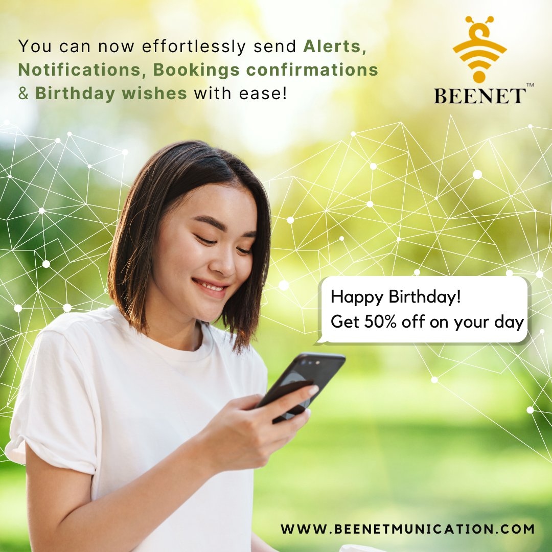 bee_beenet's tweet photo. Spread magic in your communication! Send alerts, notifications, bookings, and birthday wishes effortlessly. Let the excitement flow! 🌟🎉😄

#bulksms #otpSMS #SMSmarketing #alerts #notifications #BookingConfirmations #birthdaywishes #promotionalsms #beenet https://t.co/Itag4aT4nO
