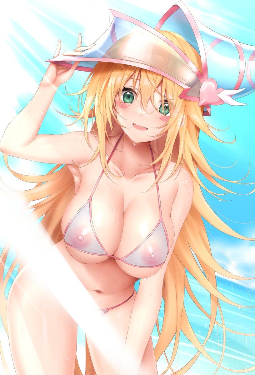 シースルー水着　エロ 水着のエロ画像/イラスト「全身丸見えシースルー水着のブラックマジシャンガール 」|