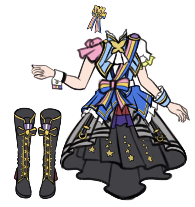 最初はミリシタ1th〜5thの衣装組み合わせてみようと思ったんだけど、あまりにもデザインが散らかっちゃったから1th〜3thにしたやーつ 