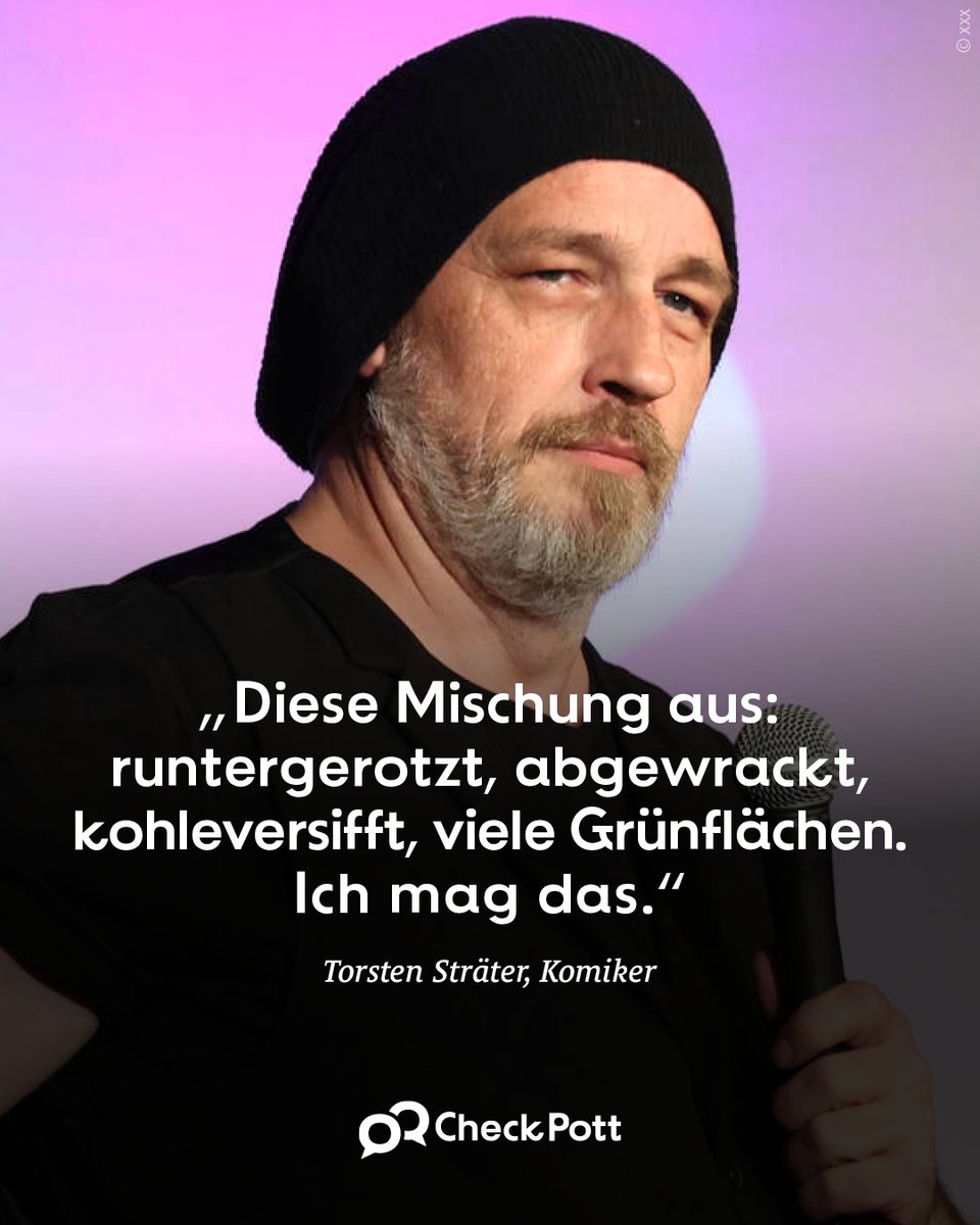 Sträter ist im Ruhrgebiet aufgewachsen und sieht keinen Grund zu gehen. Der Comedian meint außerdem: „Natürlich, die meisten Bayern, die hierhin kommen, gruseln sich hart, gewöhnen sich aber dran.“ 

#soticktdasruhrgebiet #checkpott @BrostStiftung