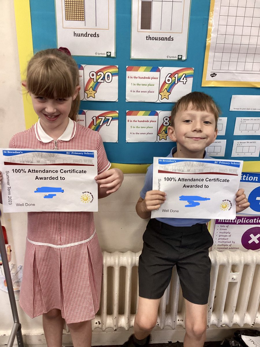 Well done for getting 100% attendance this academic year in Year 3