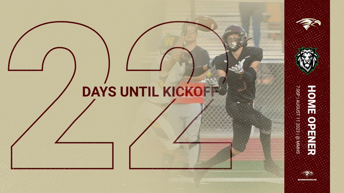 Maple Mountain Football (@maplemountainfb) on Twitter photo Only 22 more days until the season home opener on Aug 11, 7:00p v Payson
#goldeneaglefootball <a href="/lionfootballPHS/">Payson High School Football Official</a> Only 22 more days until the season home opener on Aug 11, 7:00p v Payson
#goldeneaglefootball <a href="/lionfootballPHS/">Payson High School Football Official</a>
