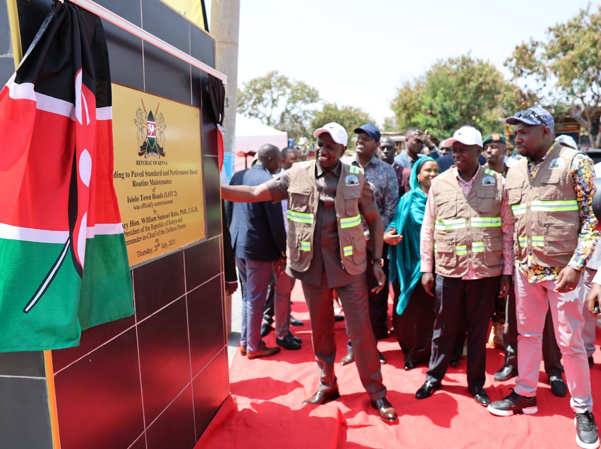 rigathi's tweet photo. Infrastructure development is an important determinant for economic growth and job creation in our nation.

I accompanied President @WilliamsRuto to Isiolo County as he commissioned  roads in Isiolo town and issued title deeds at Etoro Ltungai Adjudication section, to dignify the people of the area in line with The Plan.

It was a pleasure engaging with the great people of Isiolo and their leaders, led by Governor Abdi Guyo.