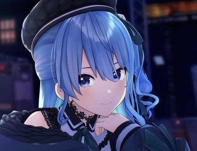 hoshimachi suisei 1girl blue hair solo hat blue eyes beret looking at viewer  illustration images