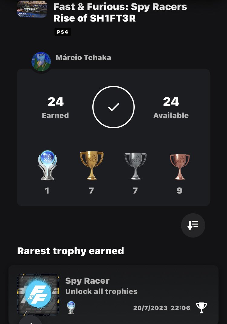 marcio_corpse's tweet photo. #860 - Fast & Furious: Spy Racers Rise of SH1FT3R #プラチナトロフィー #トロコン #プレイステーション #PlayStationTrophy #PS4Trophy #PS4TrophyHunter
#PS4Platinum #PlaystationPlatinum #PlatinumTrophy #PlaystationTrophies #TrophyHunter #TrophyHunters https://t.co/6K1eooQOLy