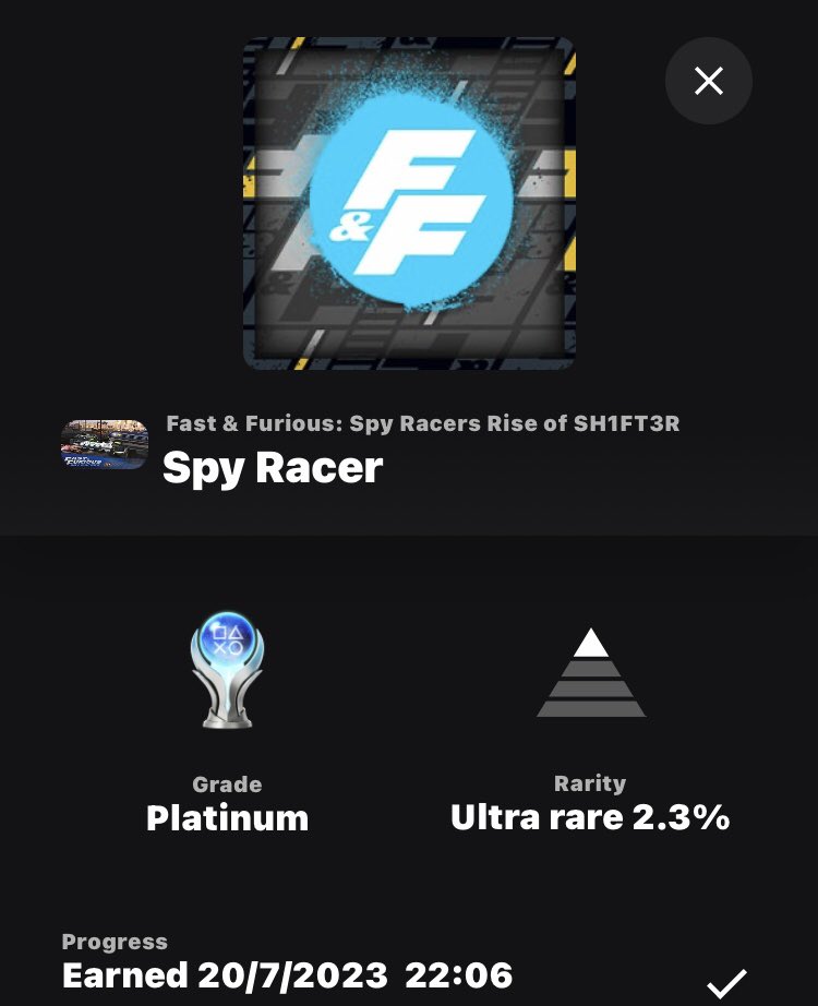 marcio_corpse's tweet photo. #860 - Fast & Furious: Spy Racers Rise of SH1FT3R #プラチナトロフィー #トロコン #プレイステーション #PlayStationTrophy #PS4Trophy #PS4TrophyHunter
#PS4Platinum #PlaystationPlatinum #PlatinumTrophy #PlaystationTrophies #TrophyHunter #TrophyHunters https://t.co/6K1eooQOLy