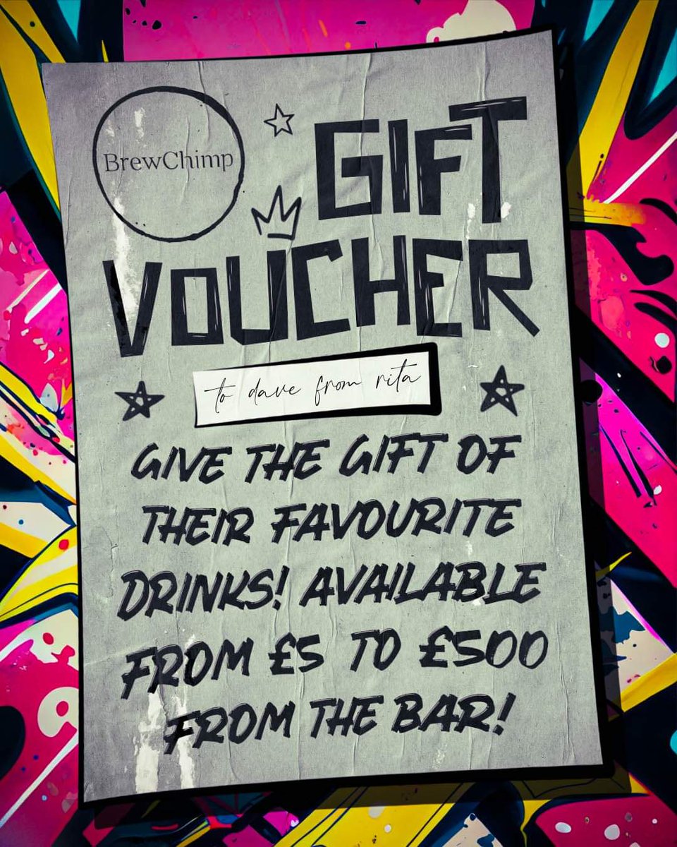 We've got the perfect gifts in the form of vouchers available from any of our venues and they are redeemable at any venue too!

Available from £5 to £500, they're the perfect gift to say you care. About their drinking habits.

Have a word and we'll sort you out with one!