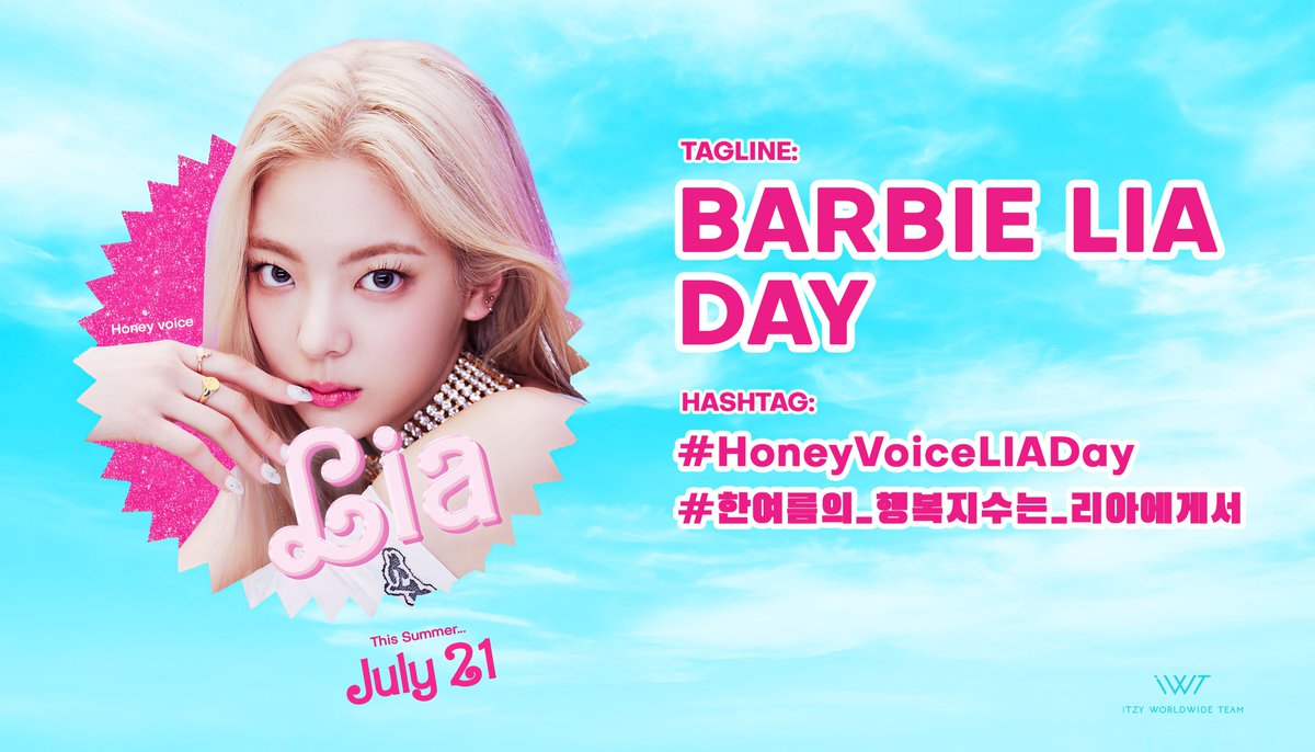 ITZY_WT's tweet photo. [Trending Event]

Midzys, drop your tags for Lia's birthday!

reply with a sentence, add pic/gif +

 BARBIE LIA DAY
#HoneyVoiceLIADay
#한여름의_행복지수는_리아에게서
@ITZYofficial 
 
🎯Goal: 500 Replies and 200 RT https://t.co/89oRF48KIT