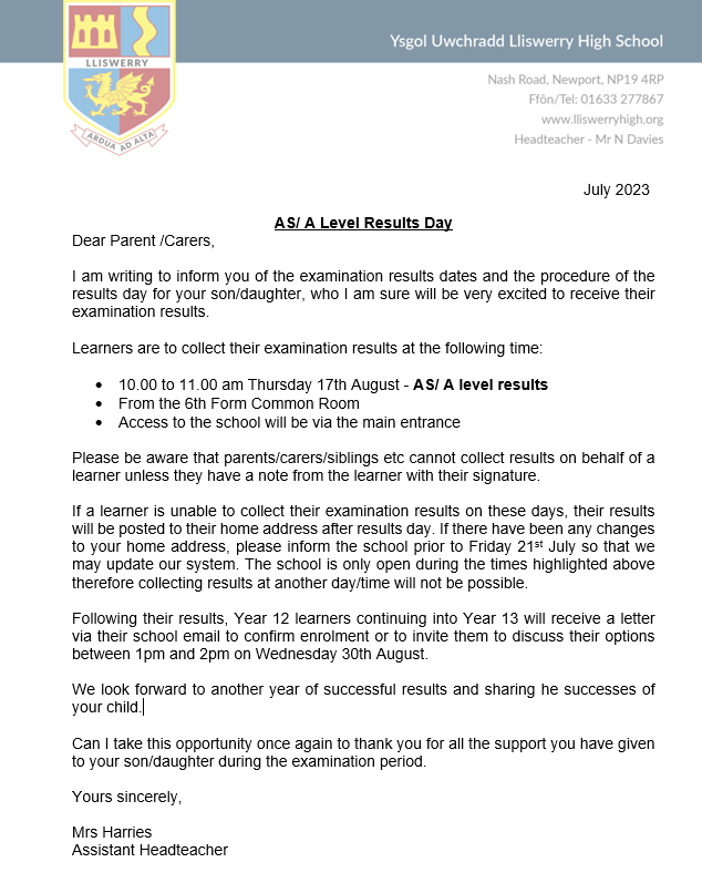 LliswerryHigh's tweet photo. Here is some information about AS/ A Level and GCSE Results days in August
🌟AS/ A Level Results (Y12/13)-Thursday 17th August
🌟GCSE Results (Y10/11) -Thursday 24th August https://t.co/9W6tI3flkI