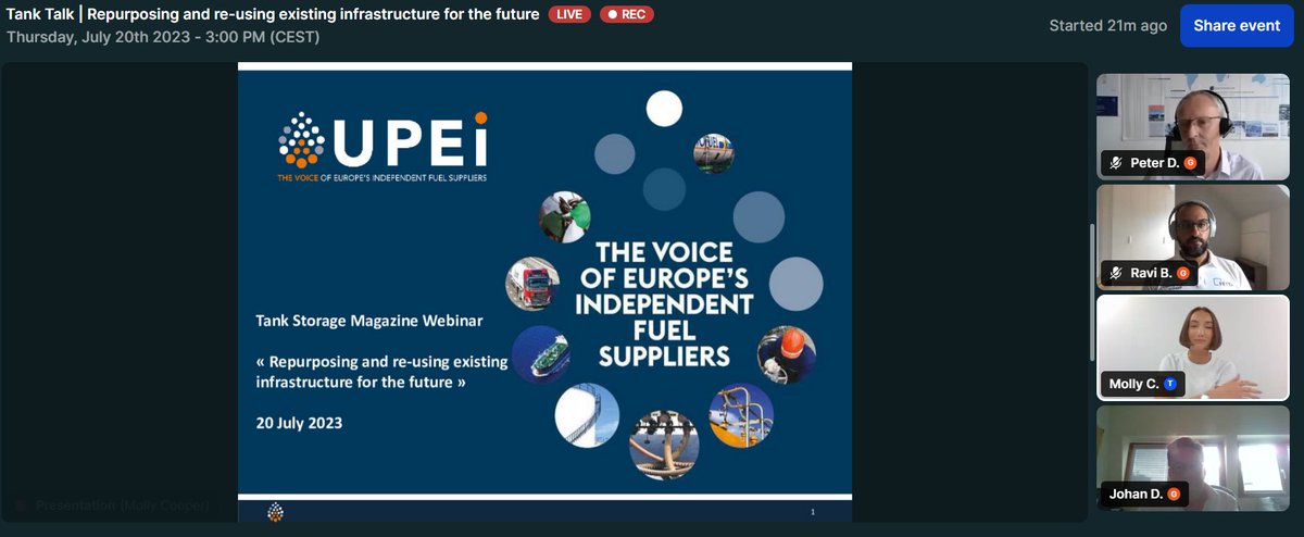 FuelSuppliersEU's tweet photo. 🎙️ To meet fuels demands, we need to efficiently repurposing and re-using existing infrastructure for the future
⛽️ To address this question, UPEI President, Johan Deleu, #PeterDavidson from @UK_TSA & #RaviBhatini from FETSA with @TankStorageInfo
LIVE ⬇️ https://t.co/OT9l7Rl5vx https://t.co/pEZU7wiIXx