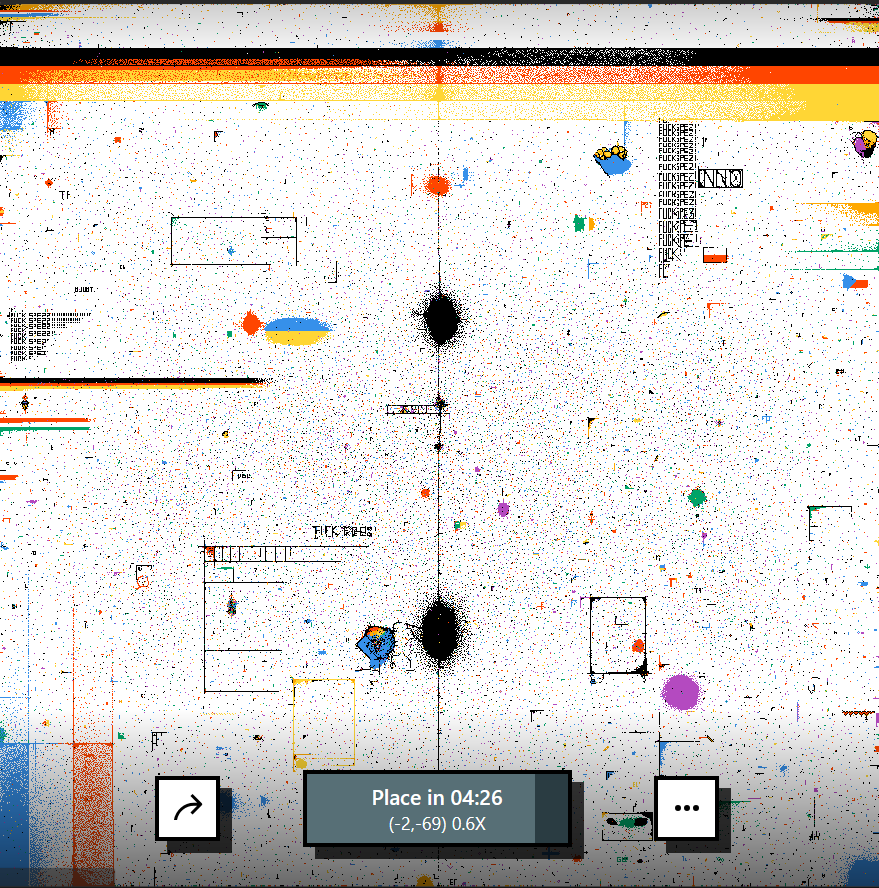 POV: Du loggst dich 30 Minuten nach Eventstart bei r/Place ein und das erste was du siehst ist eine FUCKING RIESIGE DEUTSCHLANDFLAGGE

➡️reddit.com/r/place