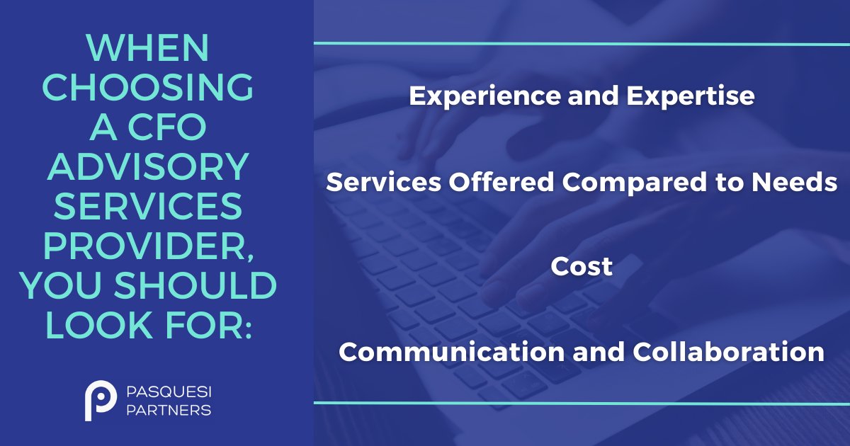 Have you been considering hiring a CFO advisory services provider? 🤔

Learn more: bit.ly/3CXR6Mf 

#PasquesiPartners #startups #CashFlowTips #businesscashflow #outsourcedaccounting #chicagobookkeeping #chicagoaccounting #accountingandaccountants