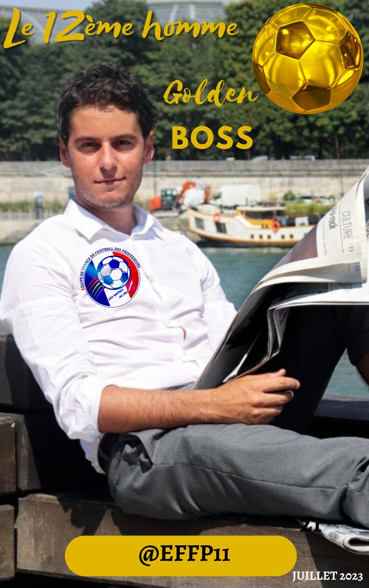 EFFP11's tweet photo. Le ✖️1️⃣2️⃣ ème homme de l'@EFFP11 🎽 @GabrielAttal
💙🤍❤️✒️
#goldenboss 🟡 https://t.co/RXd1OkVwdz