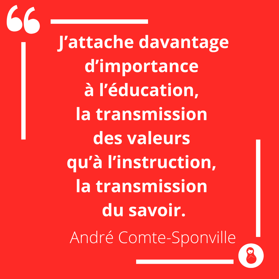 MatriochK_itw's tweet photo. « J’attache davantage d’importance à l’éducation, la transmission des valeurs qu’à l’instruction, la transmission du savoir. » 💬
Écoutez ce qu'André Comte-Sponville nous a transmis 🔗 https://t.co/WdSUH2ntWb
#Transmission #CollectionMatriochK #AndréComteSponville https://t.co/kK8Eh57GA3