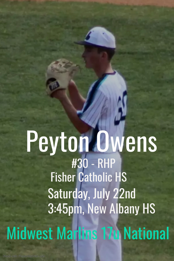 Marlins 17u National back home for the weekend in the 726 Wood Bat! <a href="/726Sports/">726 Sports</a> 
Here are the starting pitchers for our 3 pool play games! 
<a href="/Br4denW/">Braden Williams</a> Friday, July 21st, Pick North HS 9am
<a href="/cadepugh6/">cade pugh</a> Friday, July 21st, Pick North HS 1:30pm
<a href="/Peyton_Owens10/">Peyton Owens</a> Saturday, July 22nd, New