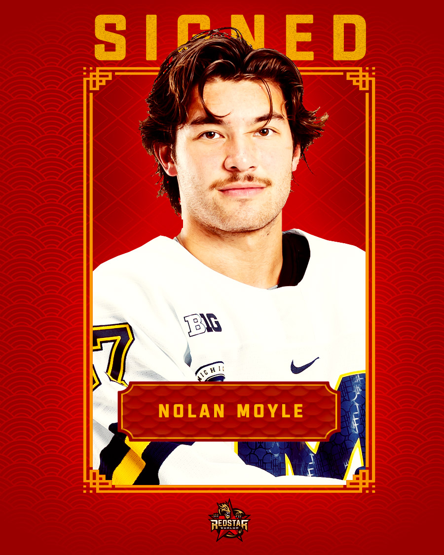 ✍️We've signed FW Nolan Moyle (<a href="/nmoyle27/">nolan moyle</a>) to a 2-year contract. Briarcliff Manor, NY native, Moyle has spent past 5 seasons with <a href="/umichhockey/">Michigan Hockey</a> , being a captain to the team recently

🇨🇳Moyle is China heritage player, he has already joined the team in training camp

#KRS #TeamChina