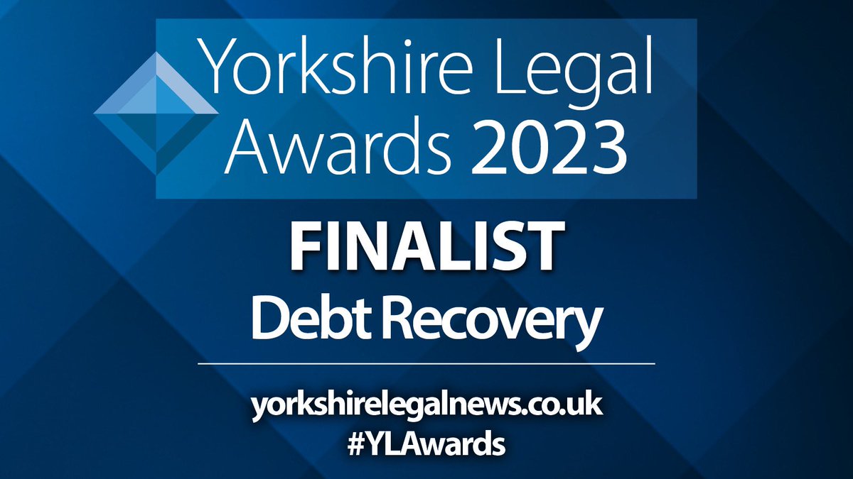 We are thrilled to have been shortlisted as finalists at this years Yorkshire Legal Awards for Debt Recovery. #YLAwards

The team have worked hard in the last 12 months and this recognition is a reflection of that hard work. 

Well done and thank you.