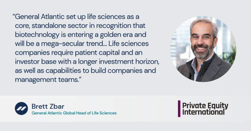 generalatlantic's tweet photo. GA Global Head of Life Sciences, Brett Zbar, recently spoke with @PEI_news on the wide-reaching secular shifts driving opportunities for life science companies and how GA’s growth-oriented approach seeks to support innovation in the life sciences space.