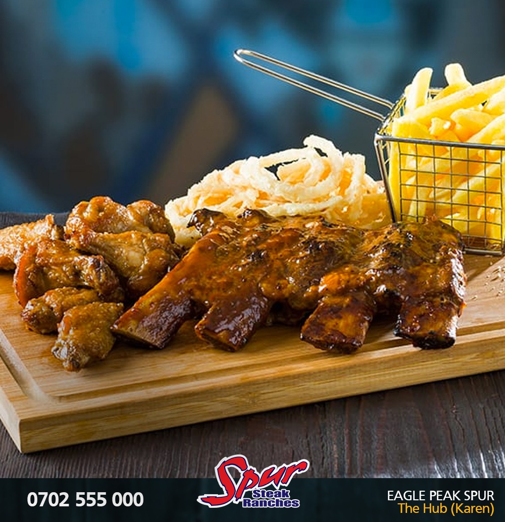 JoeHapa's tweet photo. What's for lunch today?
We bet a spurfect combo of our char-grilled ribs, buffalo wings, and chips will sort you out big time!
For deliveries call 0702 555 000 #SpurfectMenu https://t.co/C4NhbXSZ1X