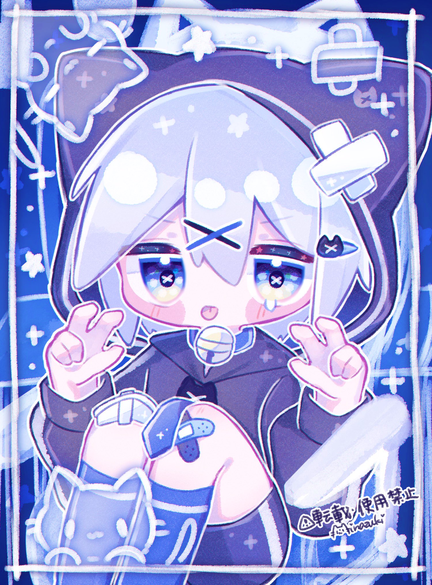 【S4号/一点物イラストアート】平成ギャルちゃん-猫耳パーカーバージョン- S4号/一点物イラストアート】平成ギャルちゃん-猫耳パーカーバージョン-