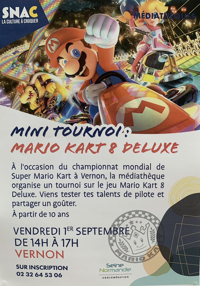 pix_hell_fest's tweet photo. 2 tournois d’autres mario kart seront organisé par la médiathèque de Vernon pendant la semaine du championnat du monde de « super mario kart » qu’on organise en Août https://t.co/nIZ7dUWQq4