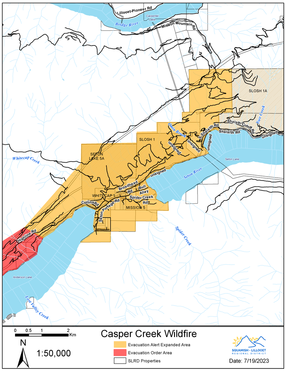 slrd_bc's tweet photo. In addition to the Evacuation ORDER, the SLRD has issued an Evacuation ALERT for several properties, due to the Casper Creek fire (K71535). https://t.co/4MCkHIQGX5 https://t.co/Ir5QiHRfpv