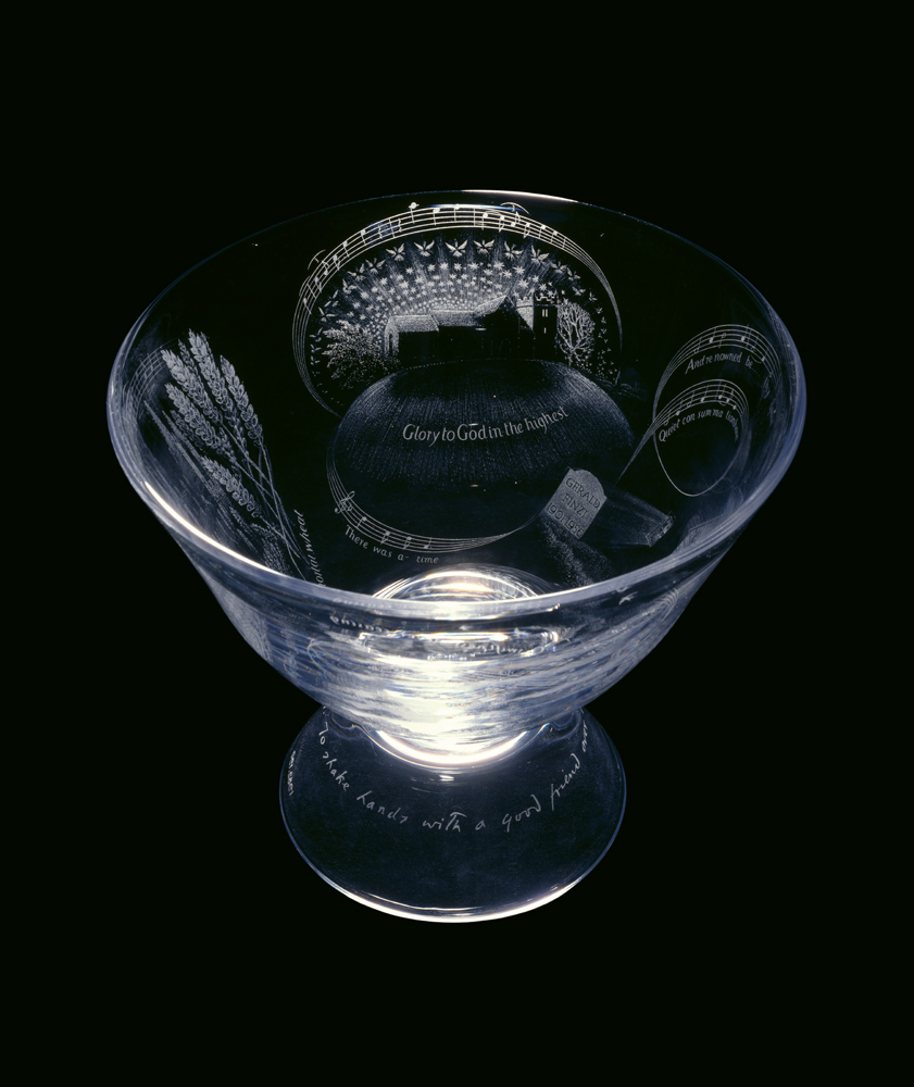 themakerspress's tweet photo. The final poem in @TowersKatharine’s new pamphlet, ‘let him bring a shrubbe’, is inspired by Laurence &amp; Simon Whistler’s engraved glass ‘Finzi Bowl’, in the @AshmoleanMuseum. 
Here are the two images from the bowl referenced in the poem’s first lines. 
https://t.co/zfWLiteC6P https://t.co/aQqlXcm7lW
