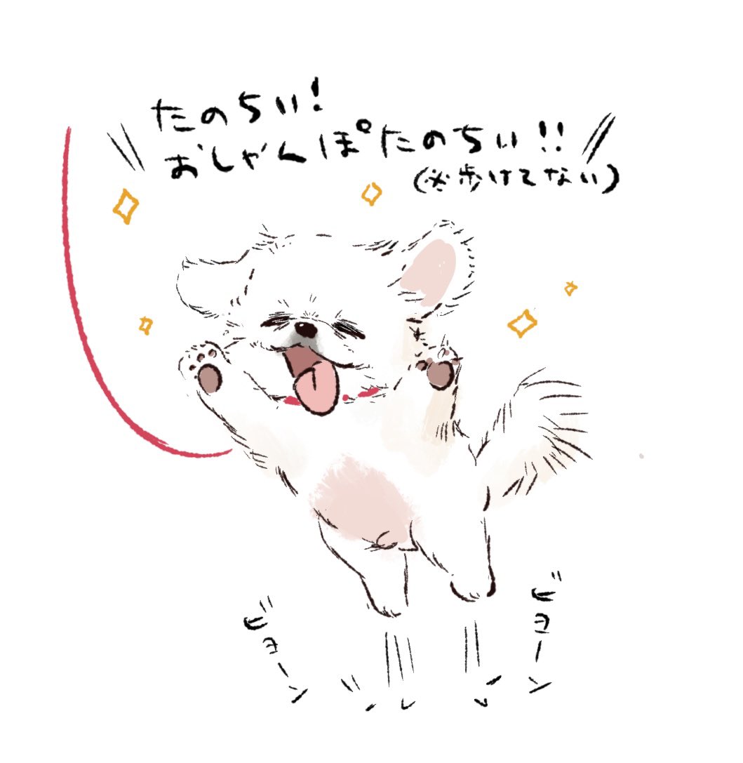 あの日見た犬の名前を僕達はまだ知らない 昔バスから見かけたおさんぽデビューっぽいちっちゃい白ペキが、時が止まるほど可愛かった…あの顔はまさに「ちびゴジラ」といった風格だった。記憶を頼りに描いてみました。子犬のオチンの先のピョン毛は愛らしすぎるので省きませんでした。 #ペキニーズ