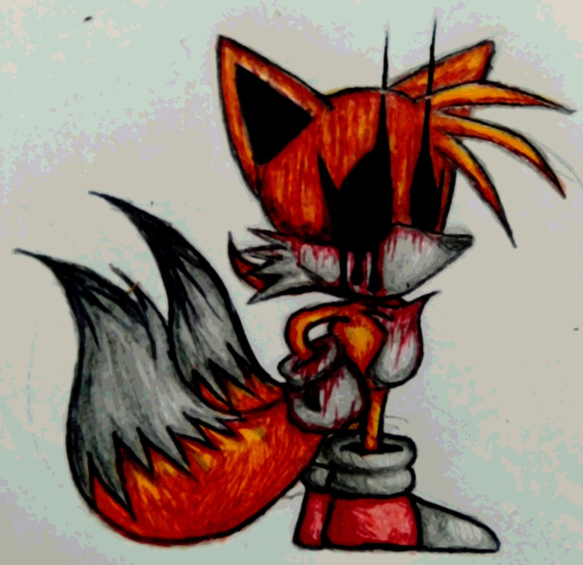 Yet another Sunshine. I will draw other things upcomingly but I can't keep  this promise, more Zalgo when i feel like it #HECOMES #sonicexe #Zalgo # creepypasta #TailsTheFox, image size:1200x1163