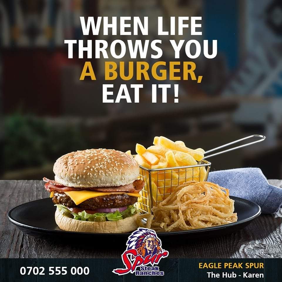 rephynexus's tweet photo. Is burger on your mind this afternoon? Come through to Eagle Peak Spur at the Hub Karen to enjoy the most mouthwatering burgers in town. Find out about more offerings on the #SpurfectMenu below
https://t.co/y1uAcgVP8r https://t.co/ghLU0k1g7U