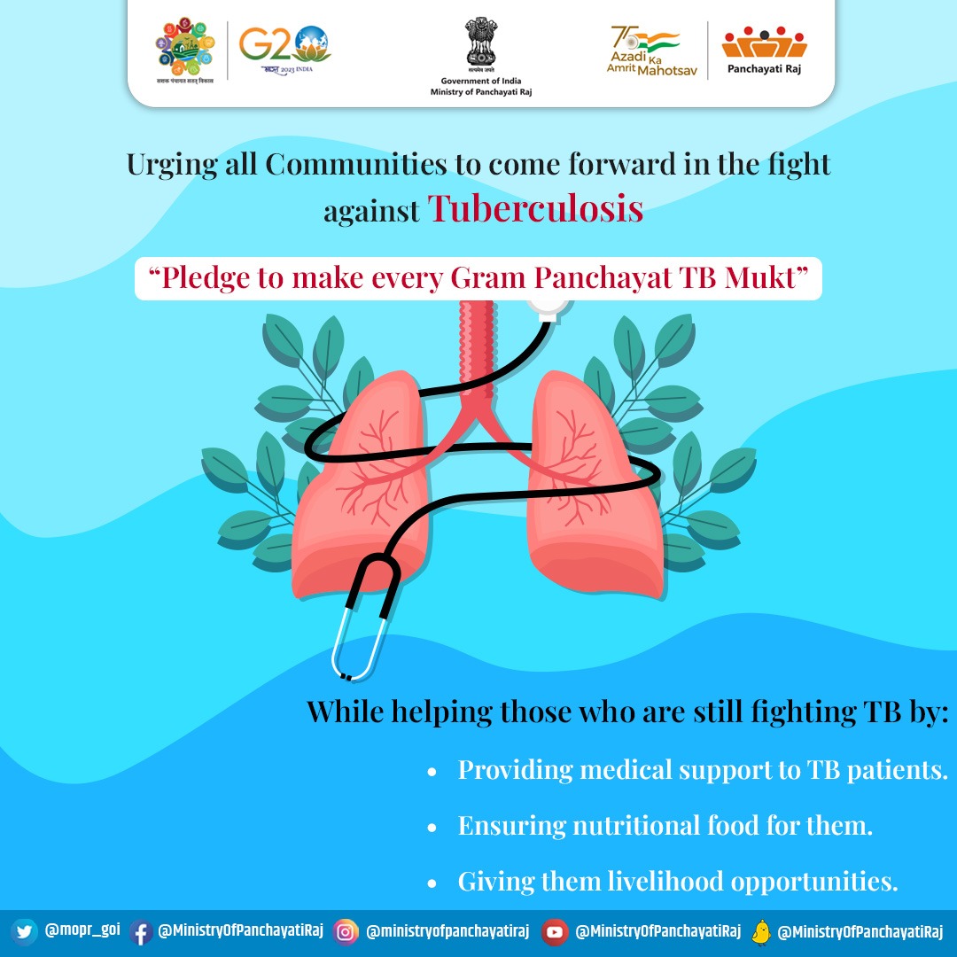 Understanding the dreadfulness of #Tuberculosis, #MoPR urges all communities in every #GramPanchayat to stand together in curbing this #disease by adopting #healthylifestyles & by helping those already fighting #TB by providing them with #medical, #food & livelihood assistance.