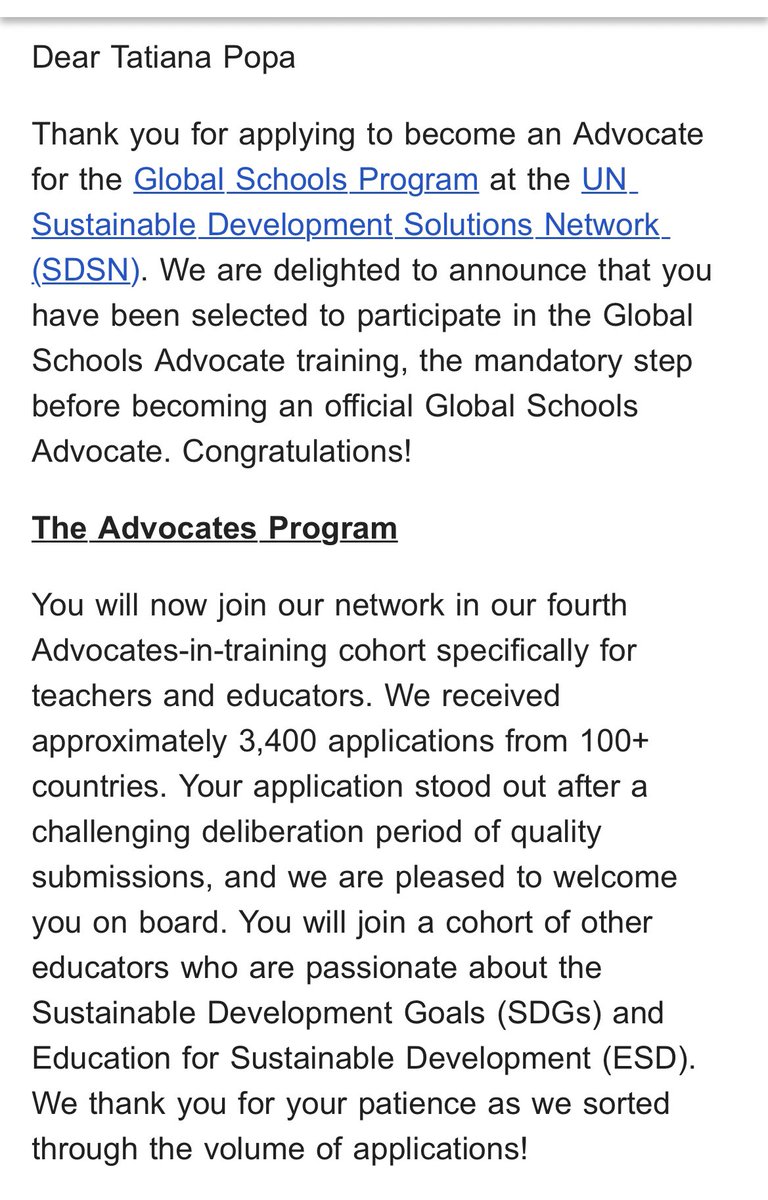 Great news! Thank you, @UNSDSN!
Really looking forward to it! 🥰

@UNMoldova @HIS_Moldova @his_global #GlobalSchoolsAdvocate 
@TakeActionEdu @ClimateActionED